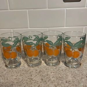 Vintage orange juice glasses.  Set of 4.